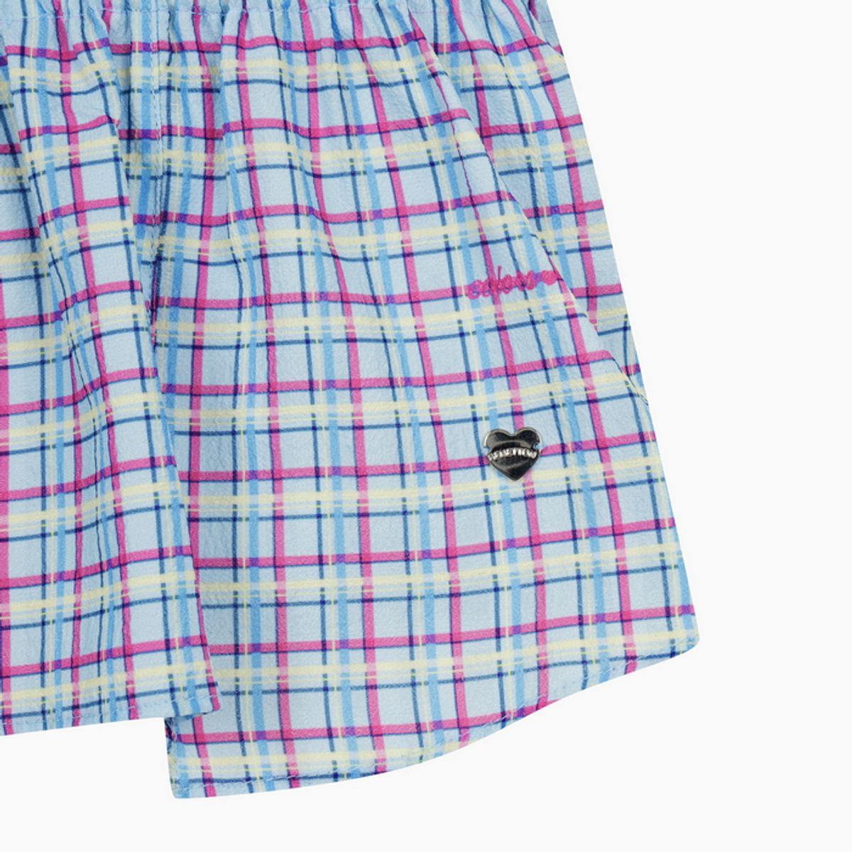 베네통키즈(BENETTONKIDS) 체크 뷔스티에 티셔츠_QATS41631BL