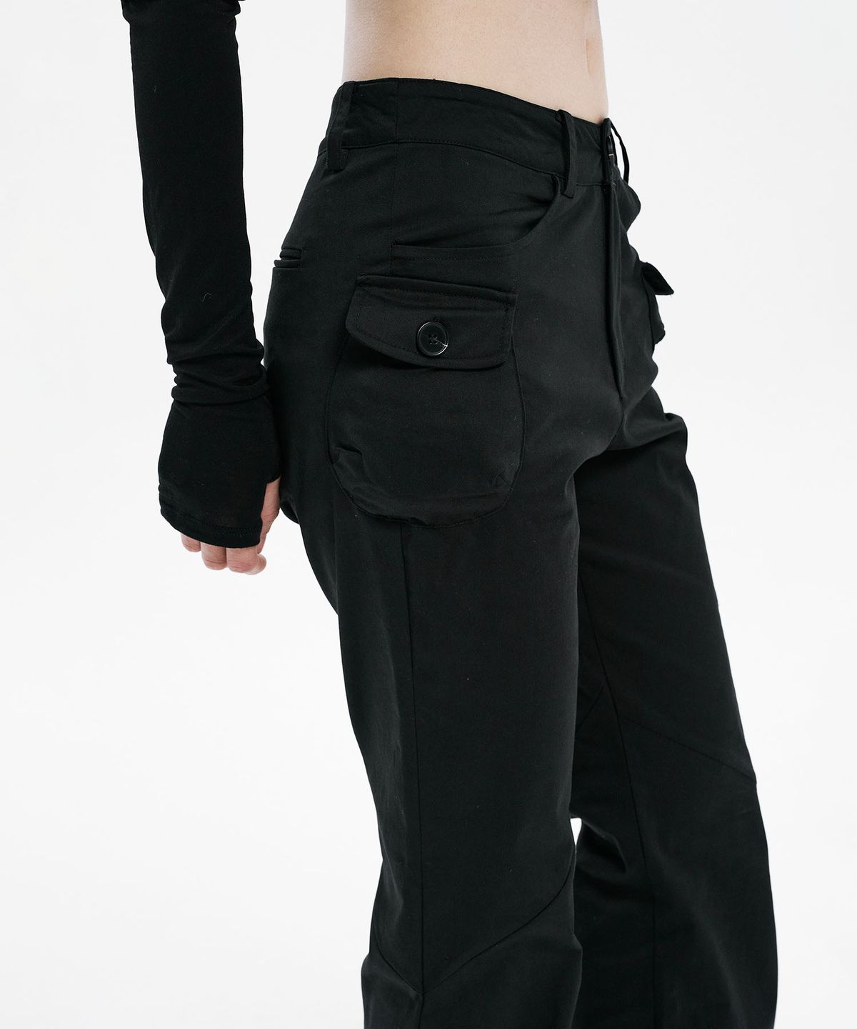 하나히(HANAHI) Passport pot pocket pants BLACK