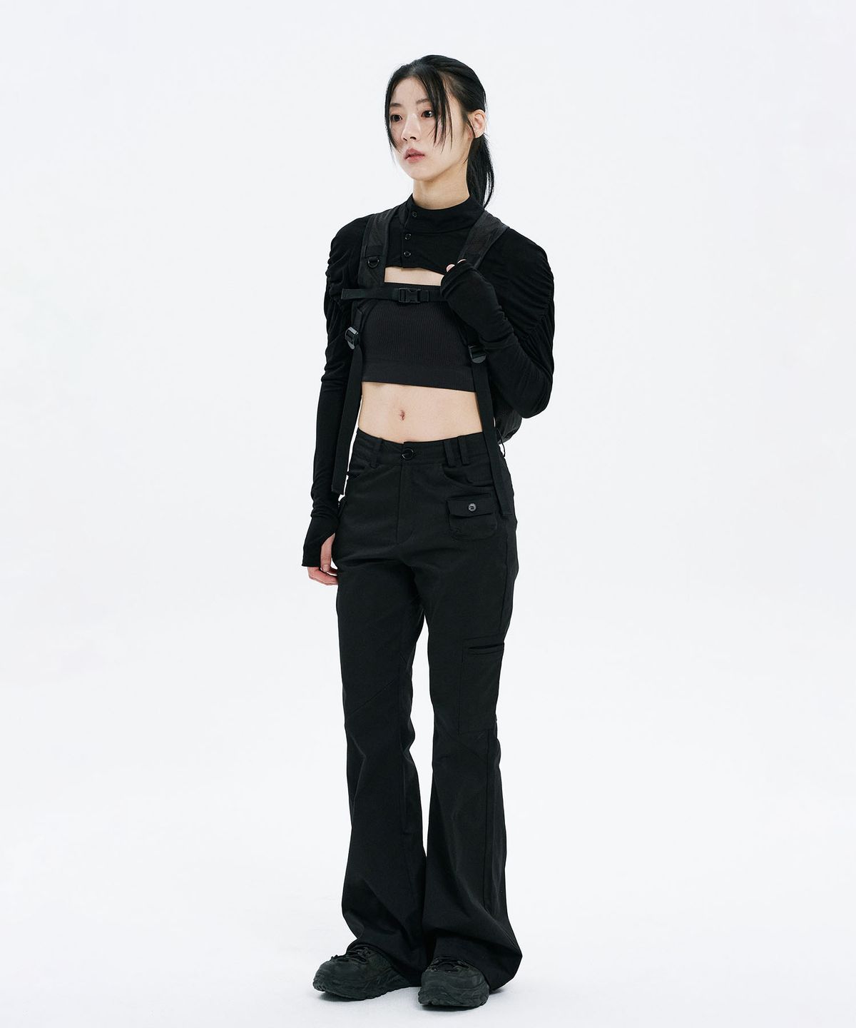 하나히(HANAHI) Passport pot pocket pants BLACK