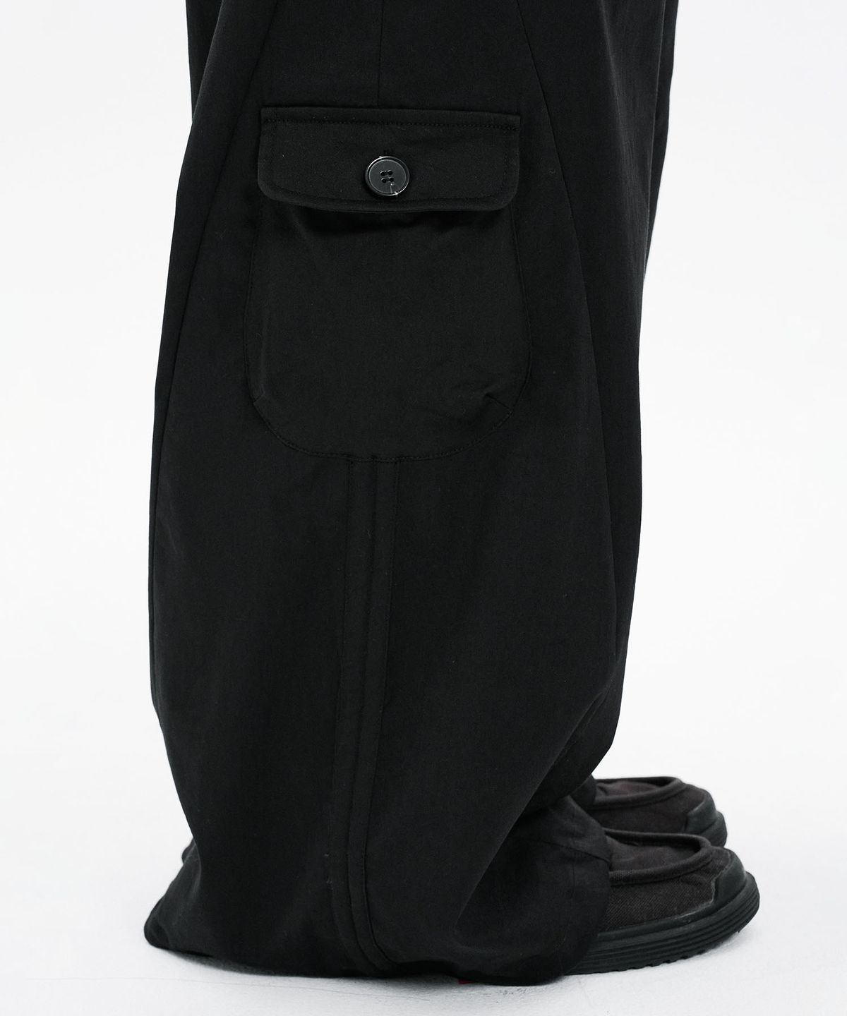 하나히(HANAHI) Side shirring pocket wide pants BLACK