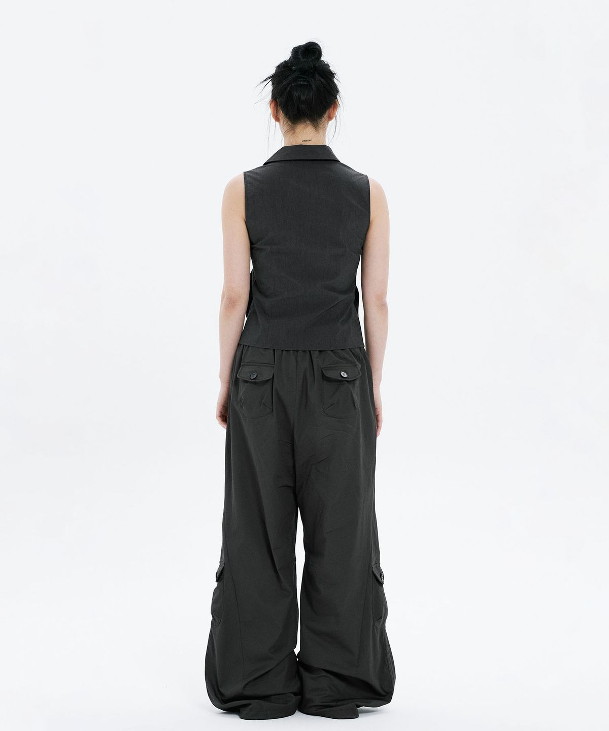 하나히(HANAHI) Side shirring pocket wide pants GREY