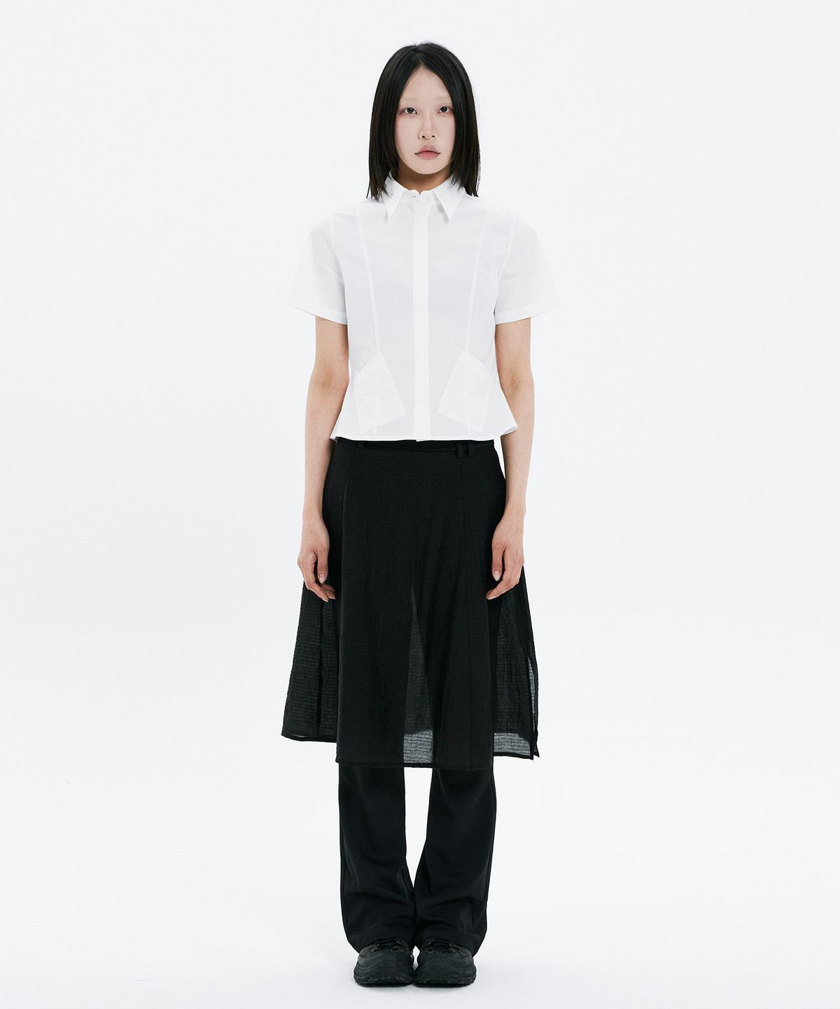 하나히(HANAHI) Hidden pocket skirt pants BLACK