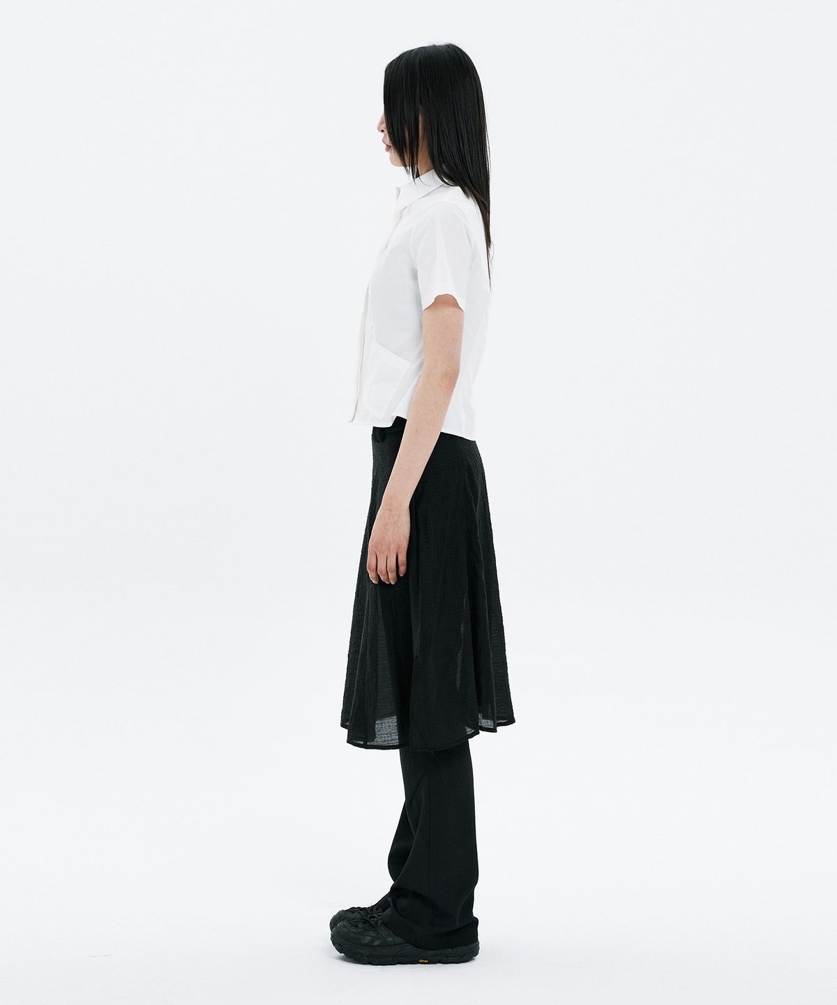 하나히(HANAHI) Hidden pocket skirt pants BLACK