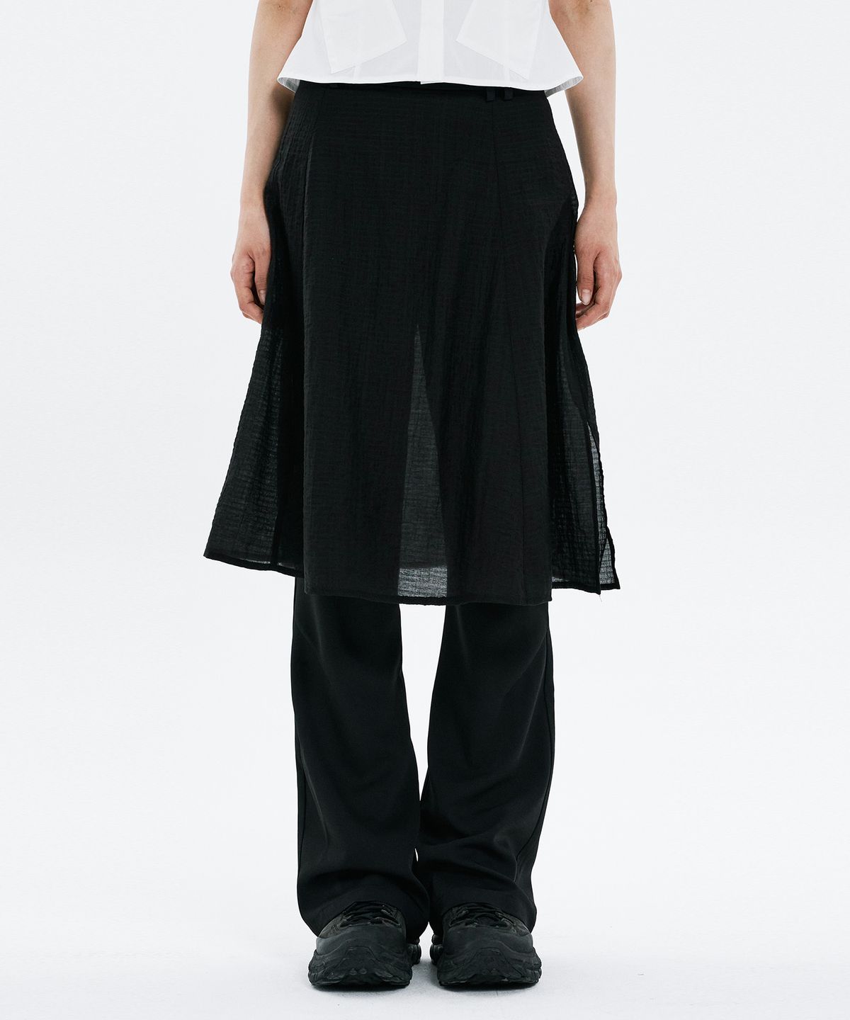 하나히(HANAHI) Hidden pocket skirt pants BLACK