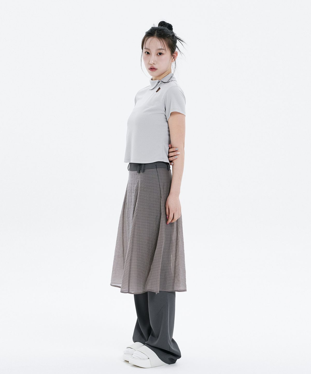 하나히(HANAHI) Hidden pocket skirt pants GREY