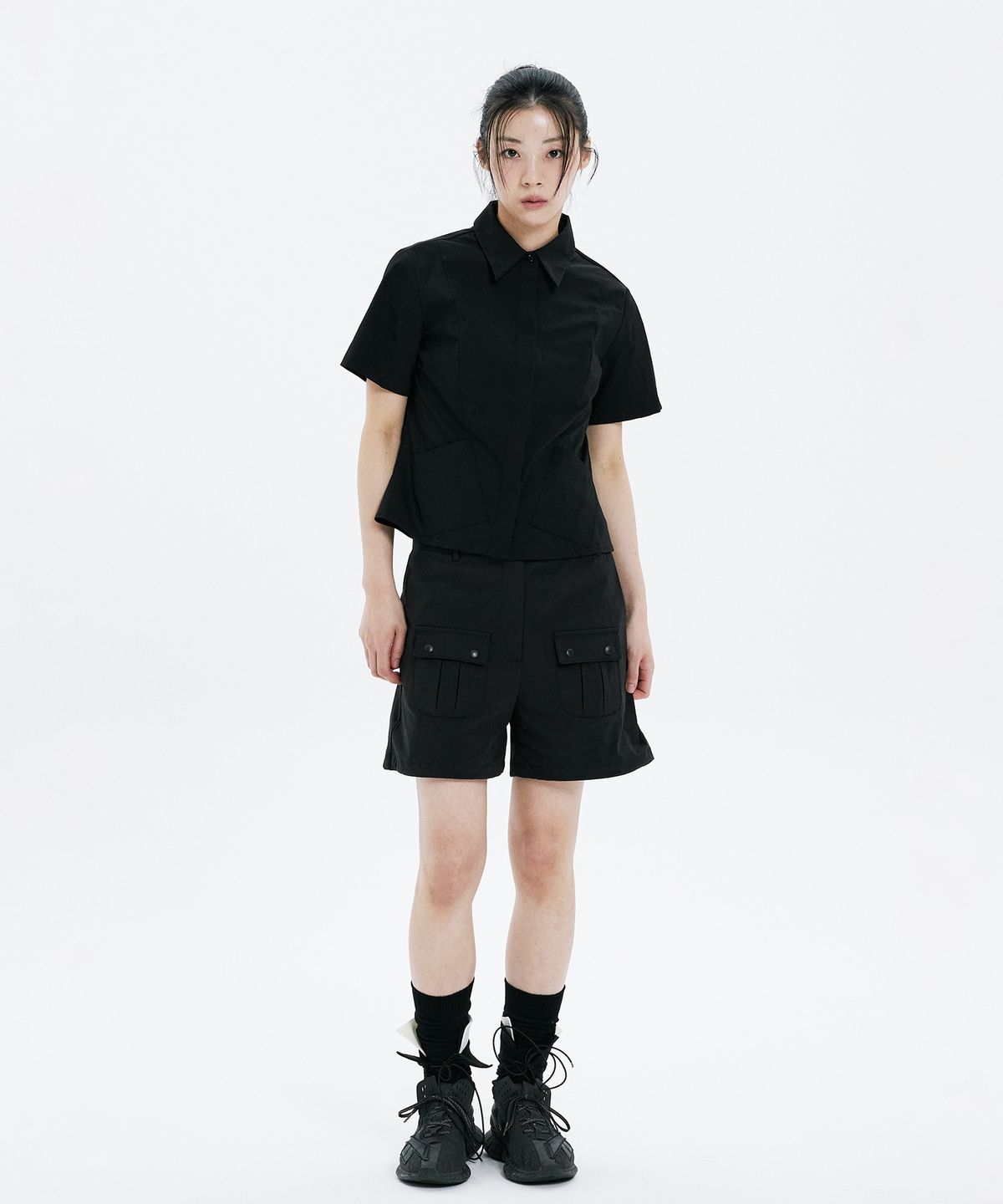 하나히(HANAHI) Double pocket shorts BLACK