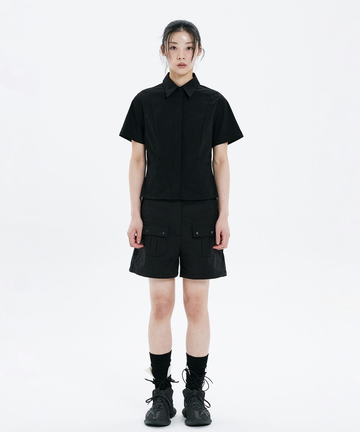 하나히(HANAHI) Double pocket shorts BLACK