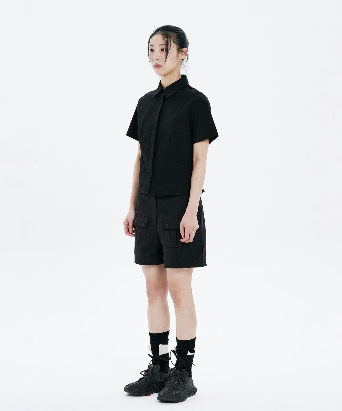 하나히(HANAHI) Double pocket shorts BLACK