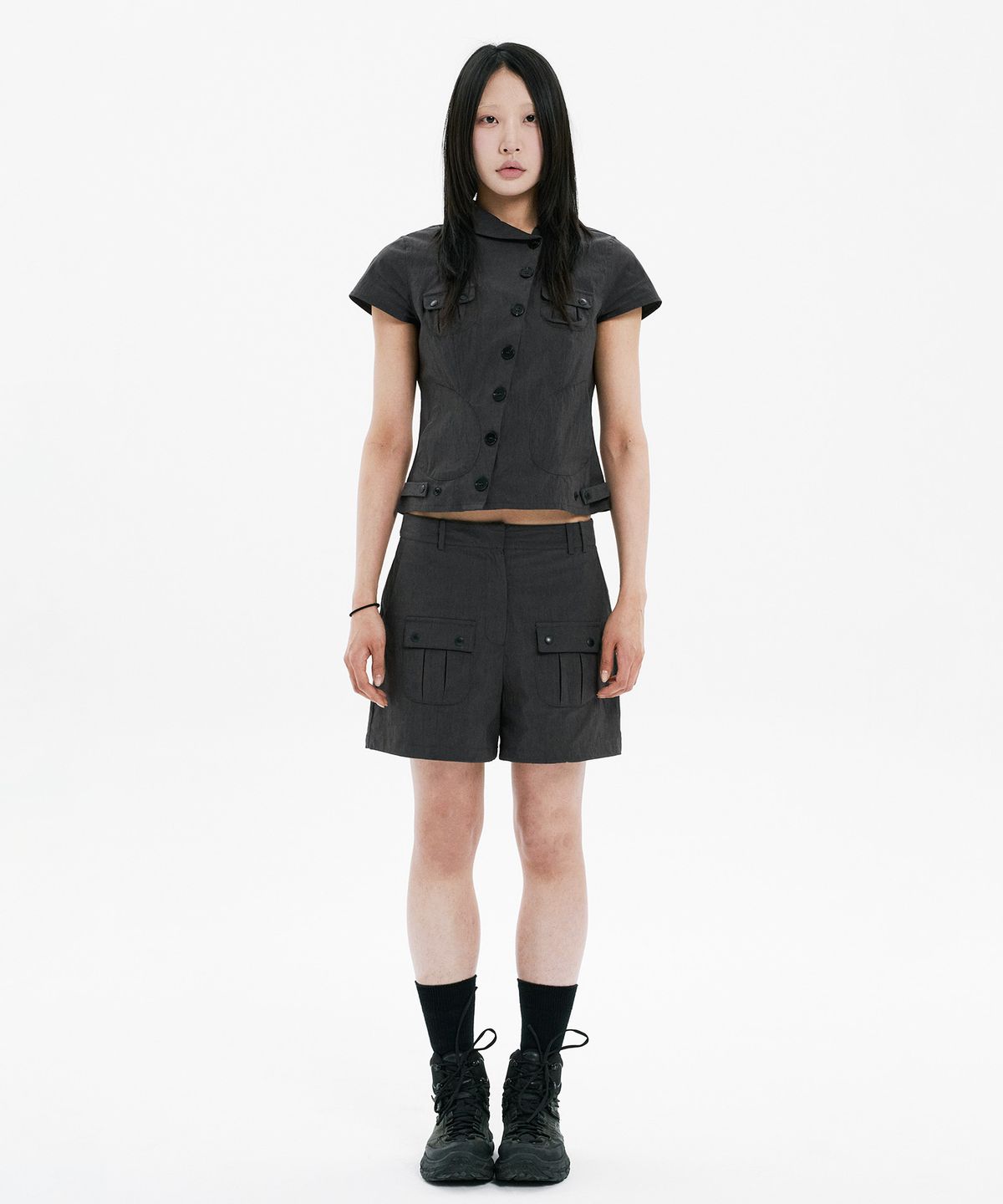 하나히(HANAHI) Double pocket shorts GREY