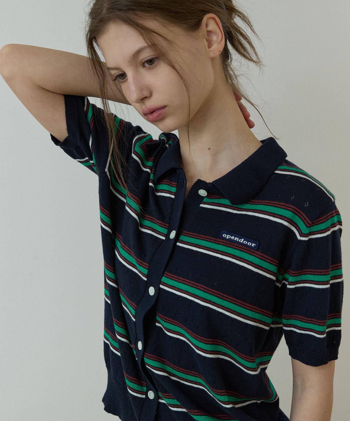 오픈도어스튜디오(OPENDOORSTUDIO) Multi stripe knit Navy