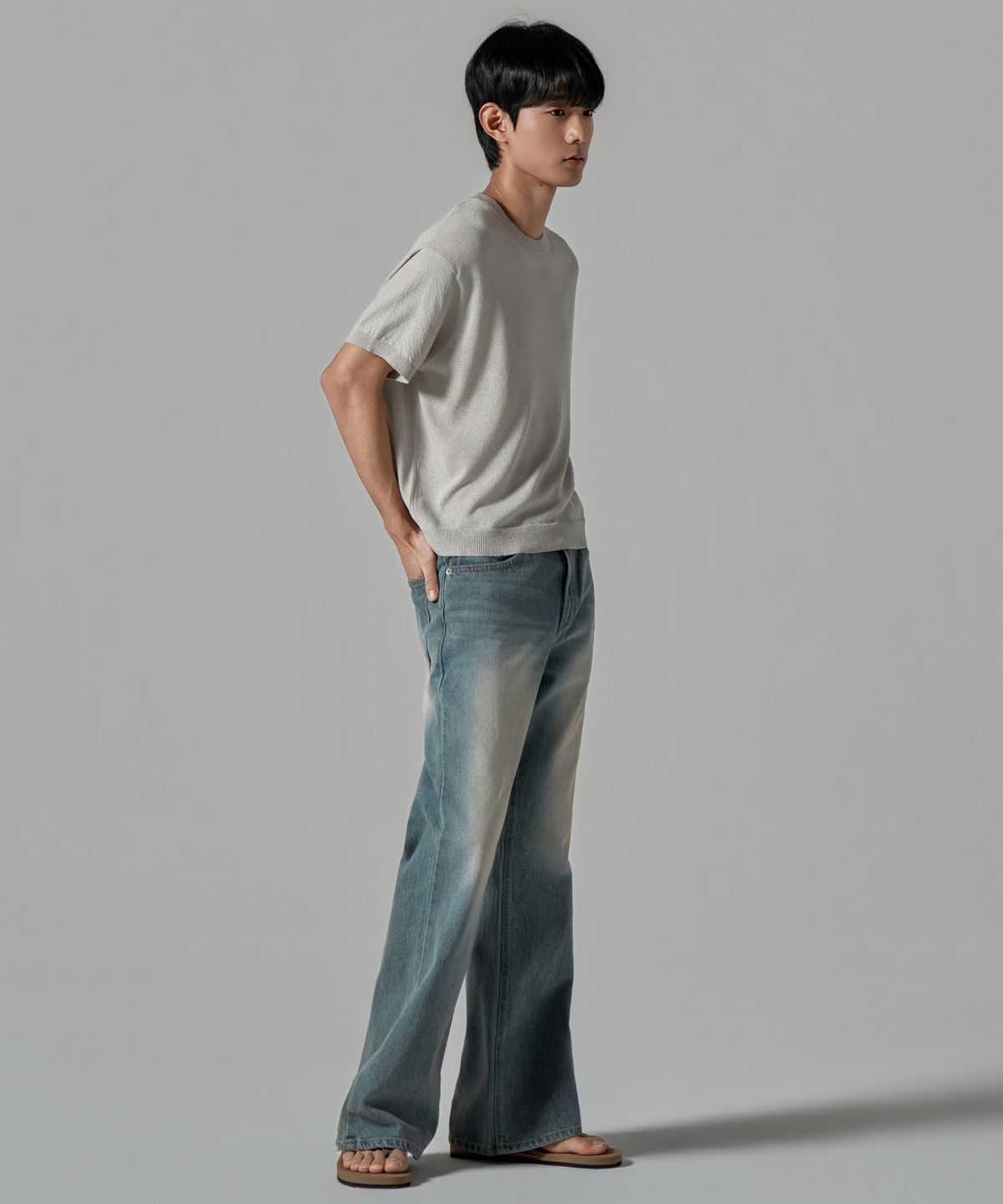 와르(WAAR) M290 맥시 플레어 데님 팬츠_더스티 블루