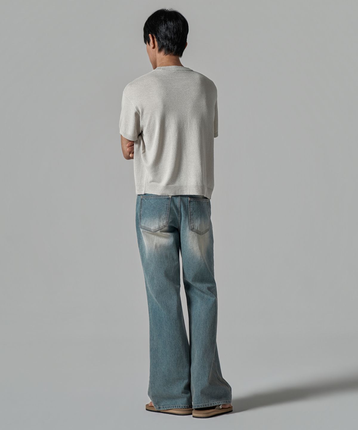 와르(WAAR) M290 맥시 플레어 데님 팬츠_더스티 블루