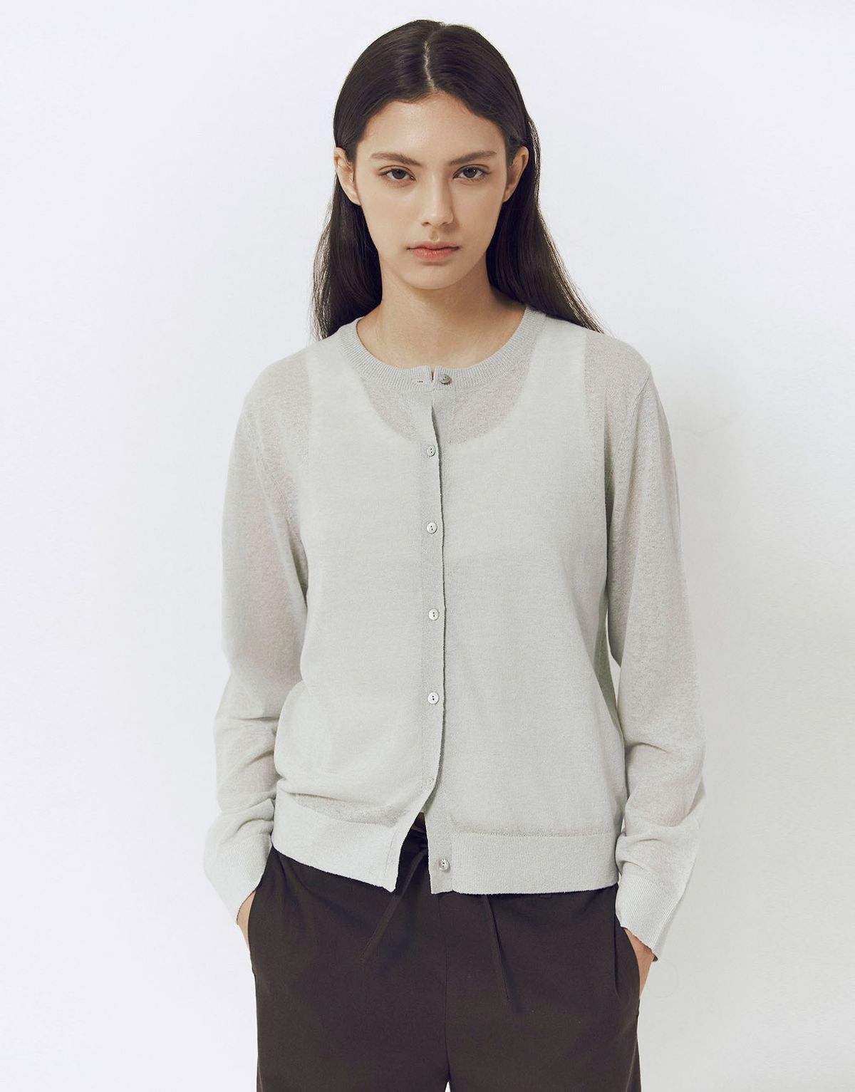 지오다노(GIORDANO) 14gg 린넨 블랜드 크루넥 가디건 356525 [4color]