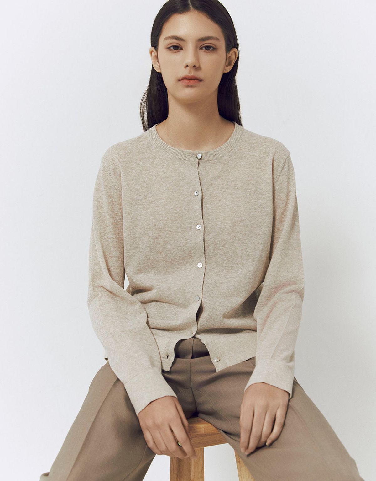 지오다노(GIORDANO) 14gg 린넨 블랜드 크루넥 가디건 356525 [4color]
