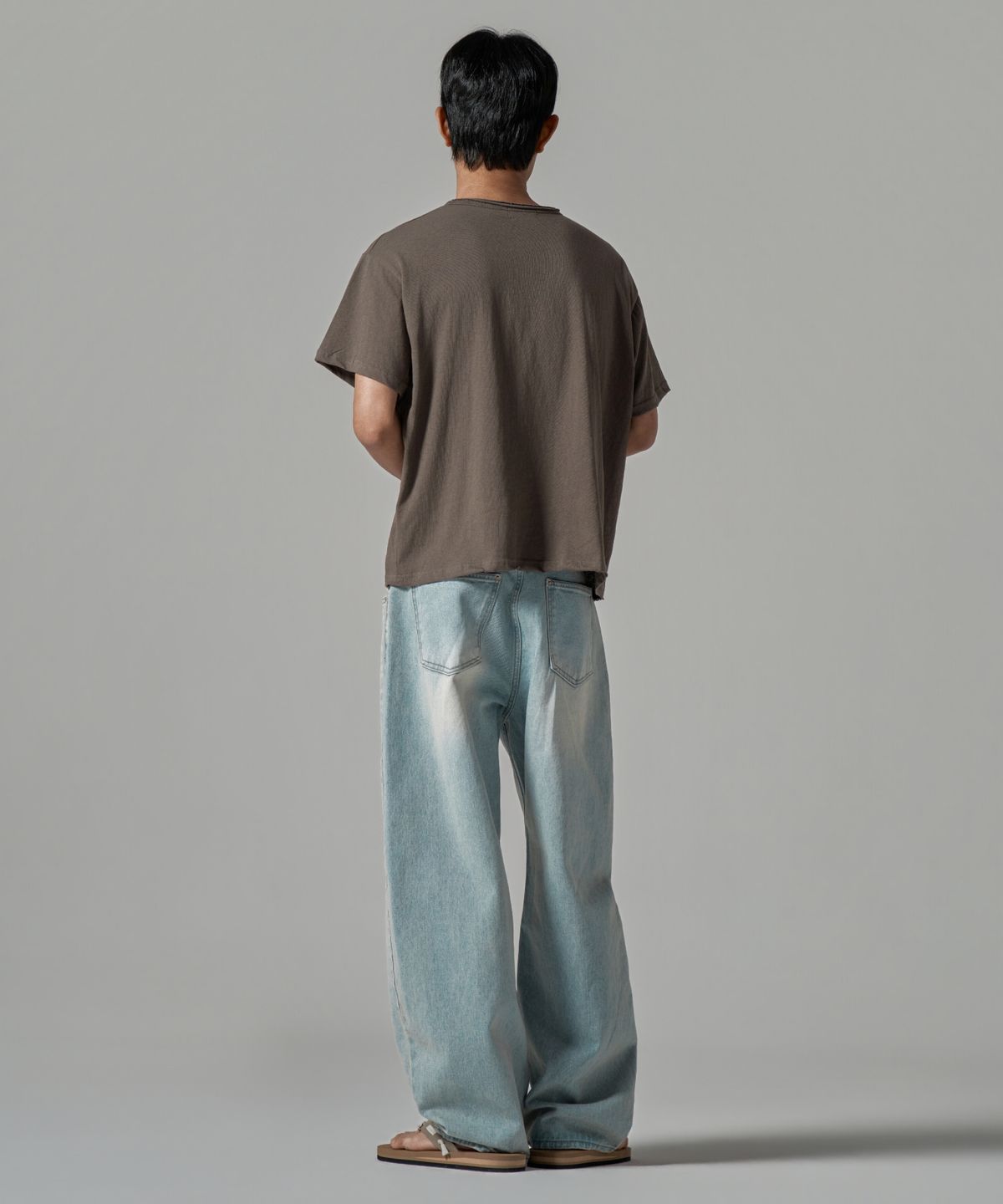 와르(WAAR) M291 빈티지 워시드 커브드 데님 팬츠_클라우드 블루