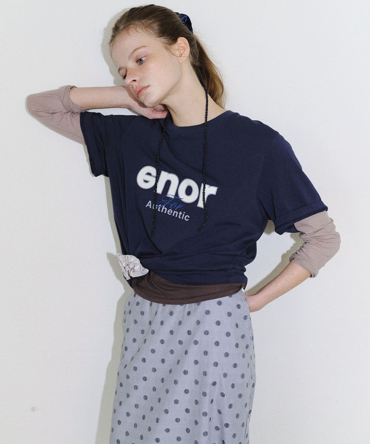 엔오르(EN OR) [CORE] CORE SHORT SLEEVE T-SHIRT - NAVY