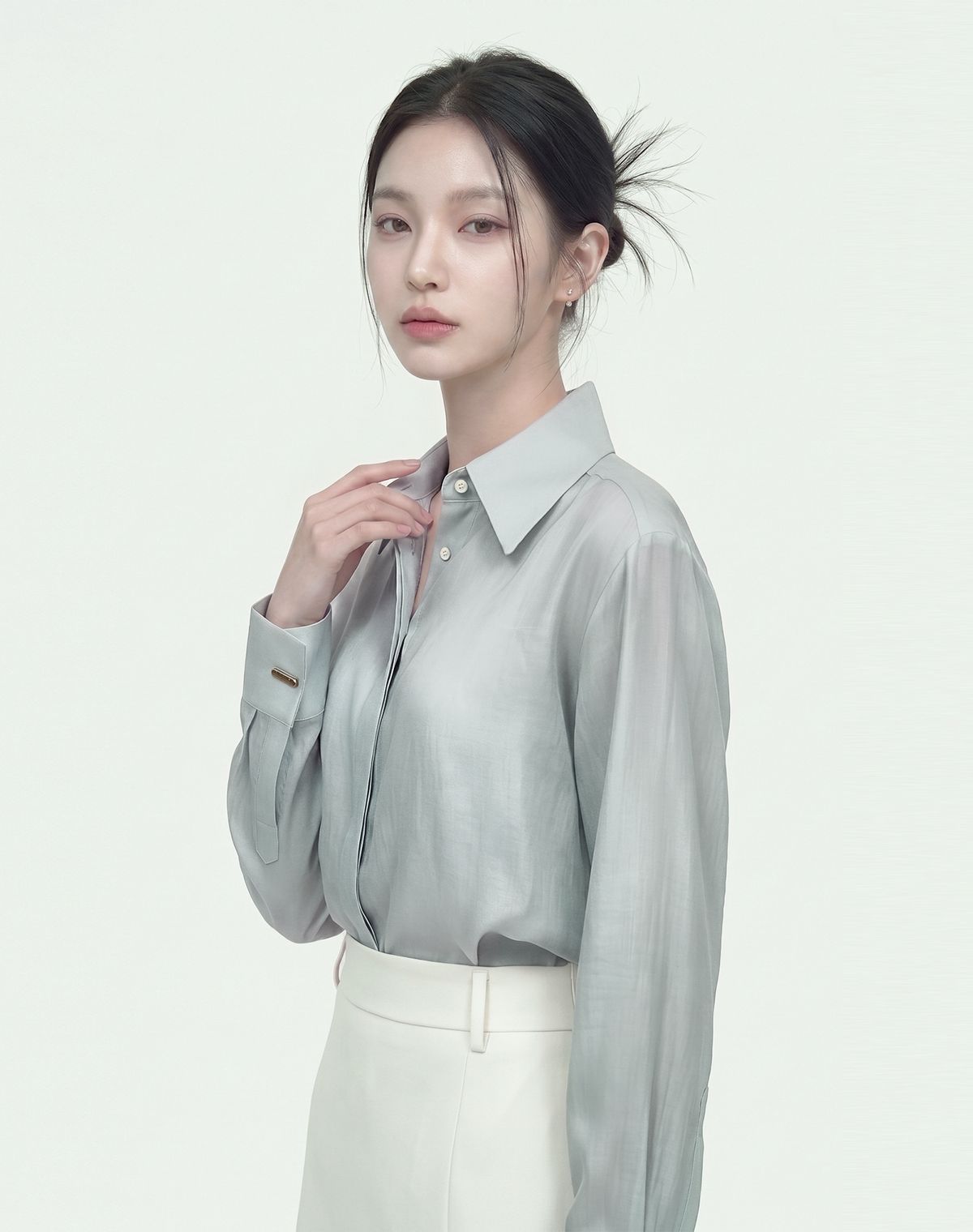 지에마르(GIEMAR) [색상추가] GOLD BOTTON TENCEL BLOUSE 6color 골드버튼 텐셀 블라우스 6color