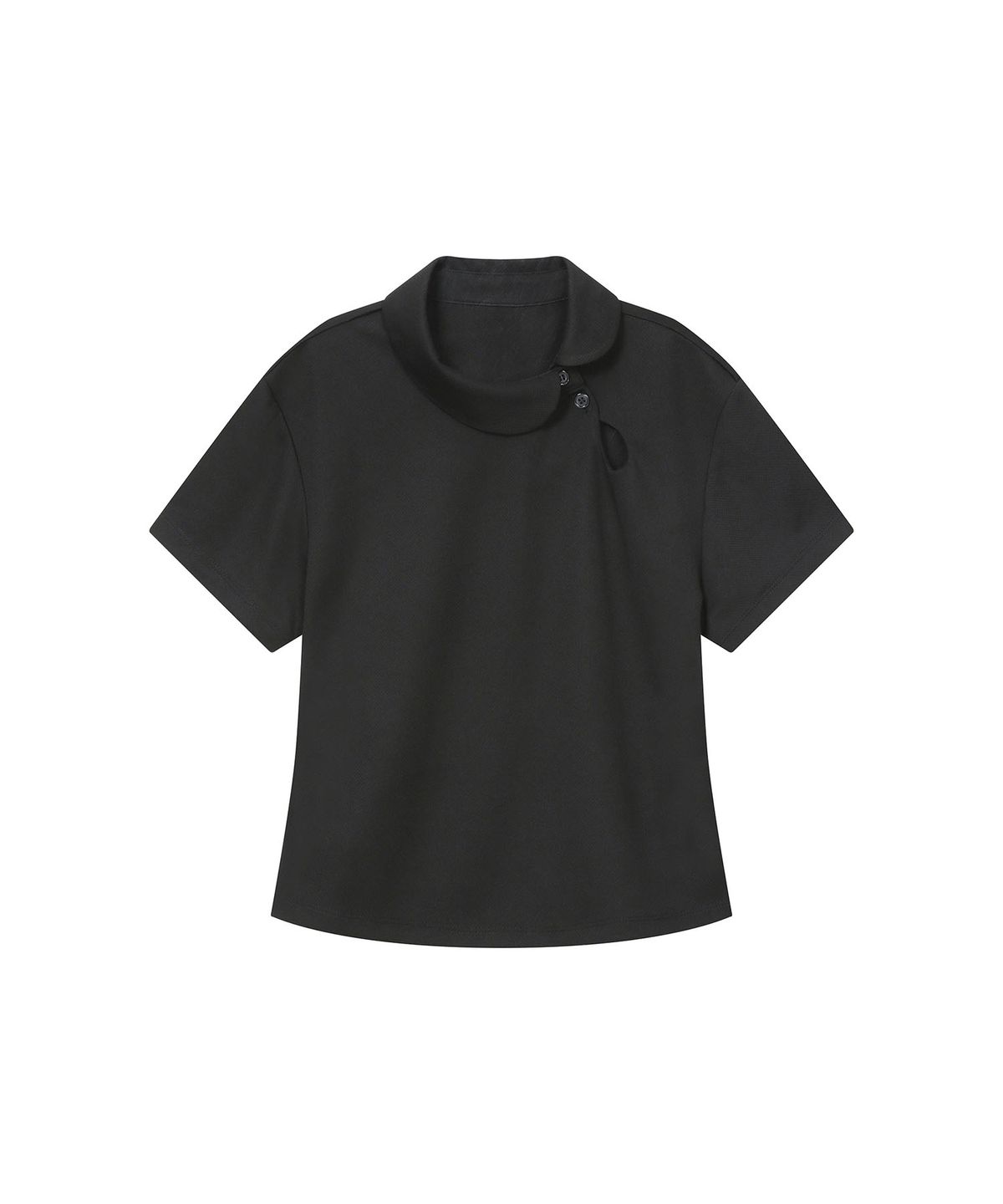 하나히(HANAHI) Polka dot round collar tee BLACK