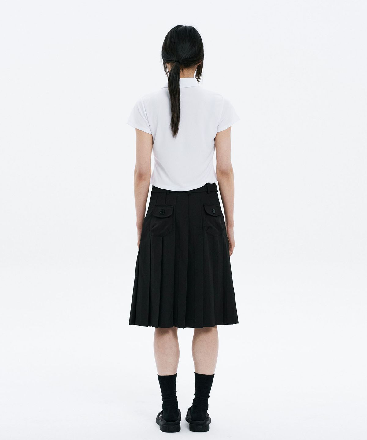 하나히(HANAHI) Polka dot round collar tee WHITE