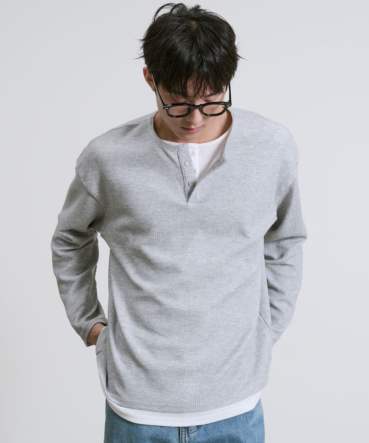 오우사(OWSA) 헨리넥 레이어드 긴팔 티셔츠 3color