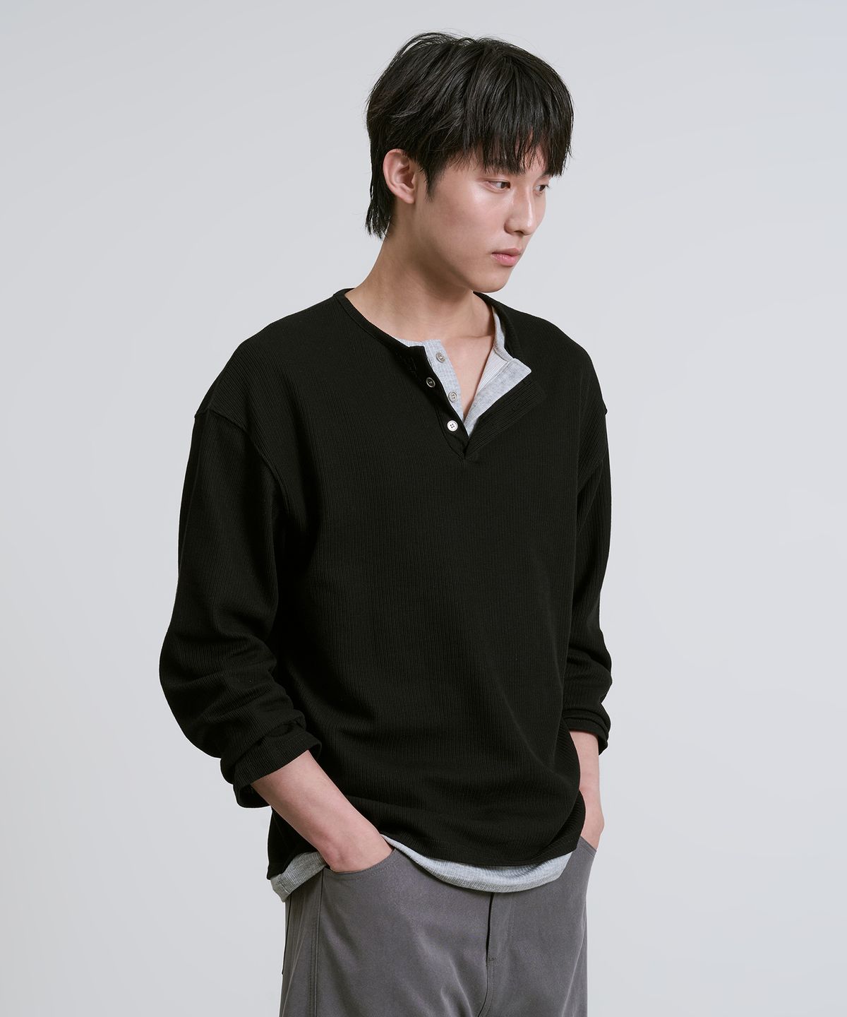 오우사(OWSA) 헨리넥 레이어드 긴팔 티셔츠 3color