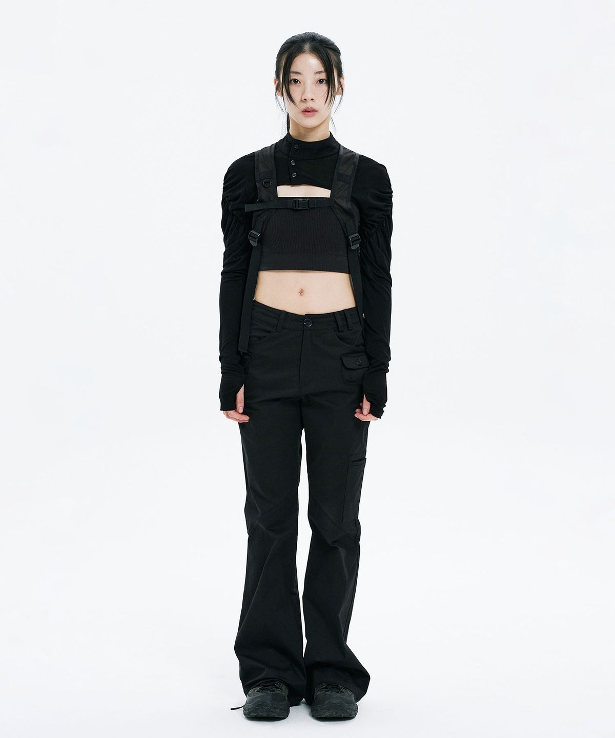하나히(HANAHI) Shirred bolero BLACK