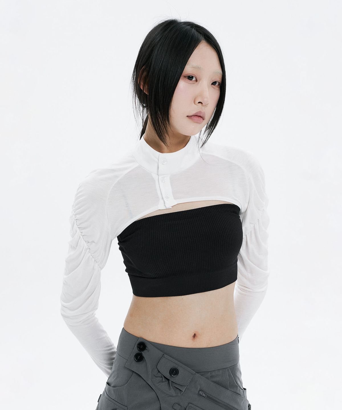 하나히(HANAHI) Shirred bolero WHITE