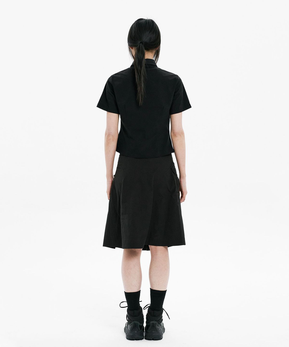 하나히(HANAHI) Under pocket half shirts BLACK