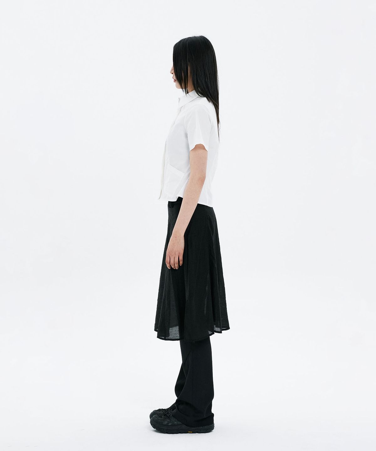 하나히(HANAHI) Under pocket half shirts WHITE