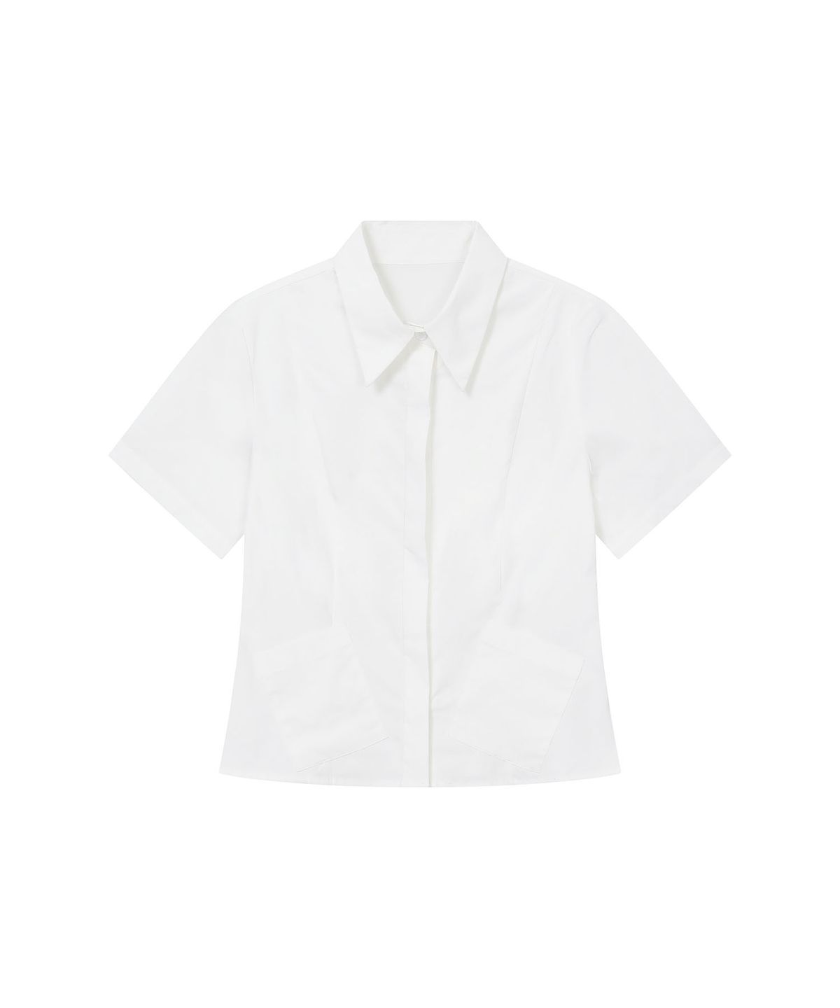 하나히(HANAHI) Under pocket half shirts WHITE