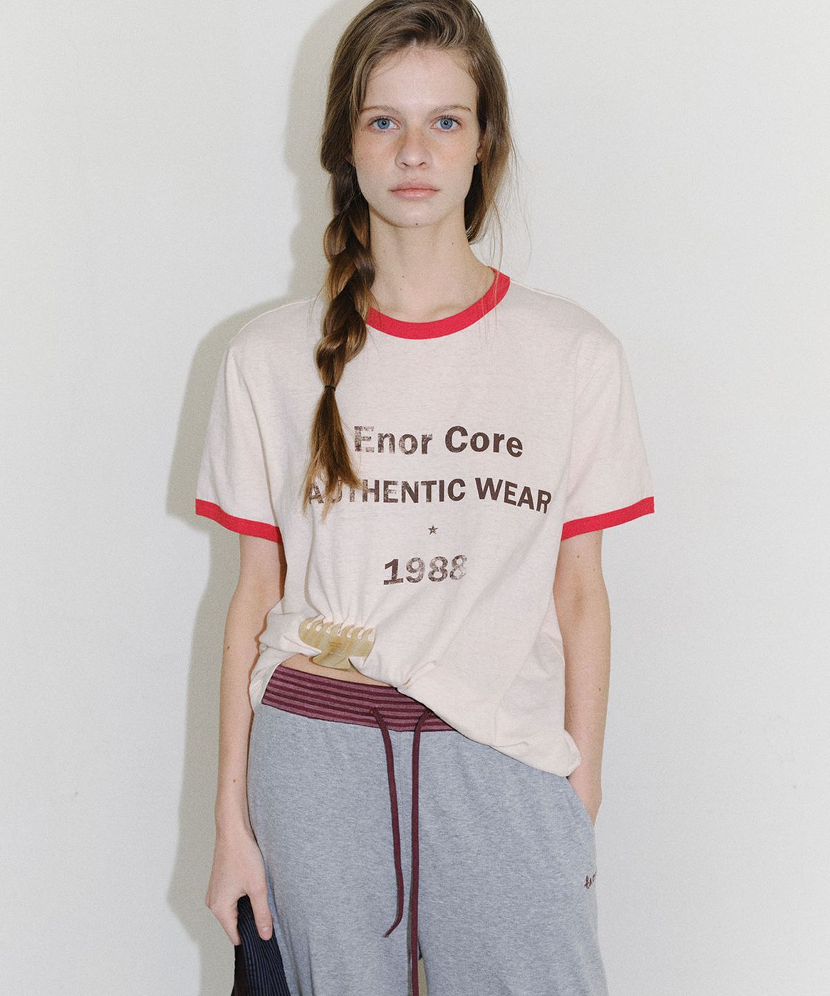 엔오르(EN OR) [CORE] VINTAGE RINGER T-SHIRT - CREAM