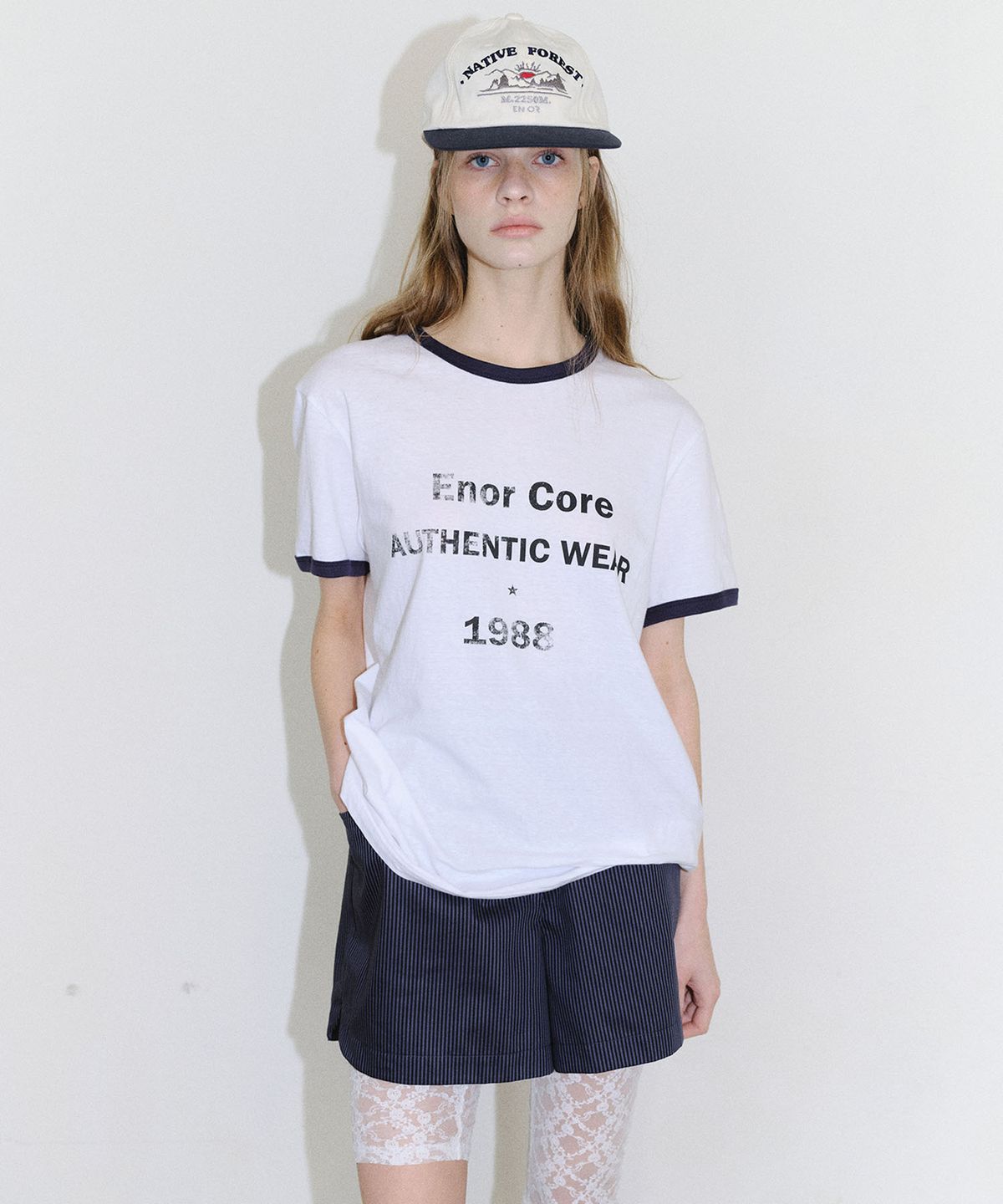 엔오르(EN OR) [CORE] VINTAGE RINGER T-SHIRT - WHITE