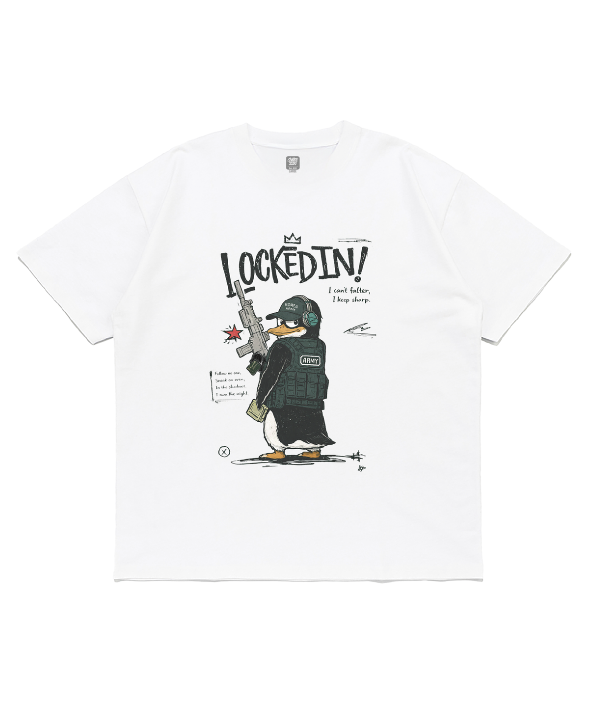 커버라이즈(COVERIZE) 펭귄솔져 캐릭터 티셔츠 (GRAY / WHITE)