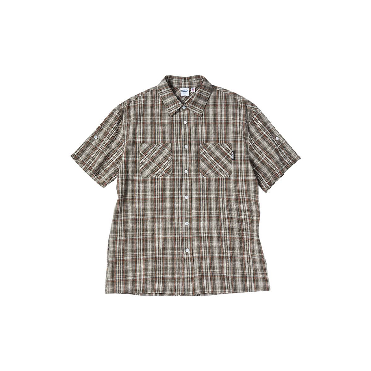 아웃도어 프로덕츠(OUTDOOR PRODUCTS) 체크 하프 슬리브 셔츠 (브라운)
