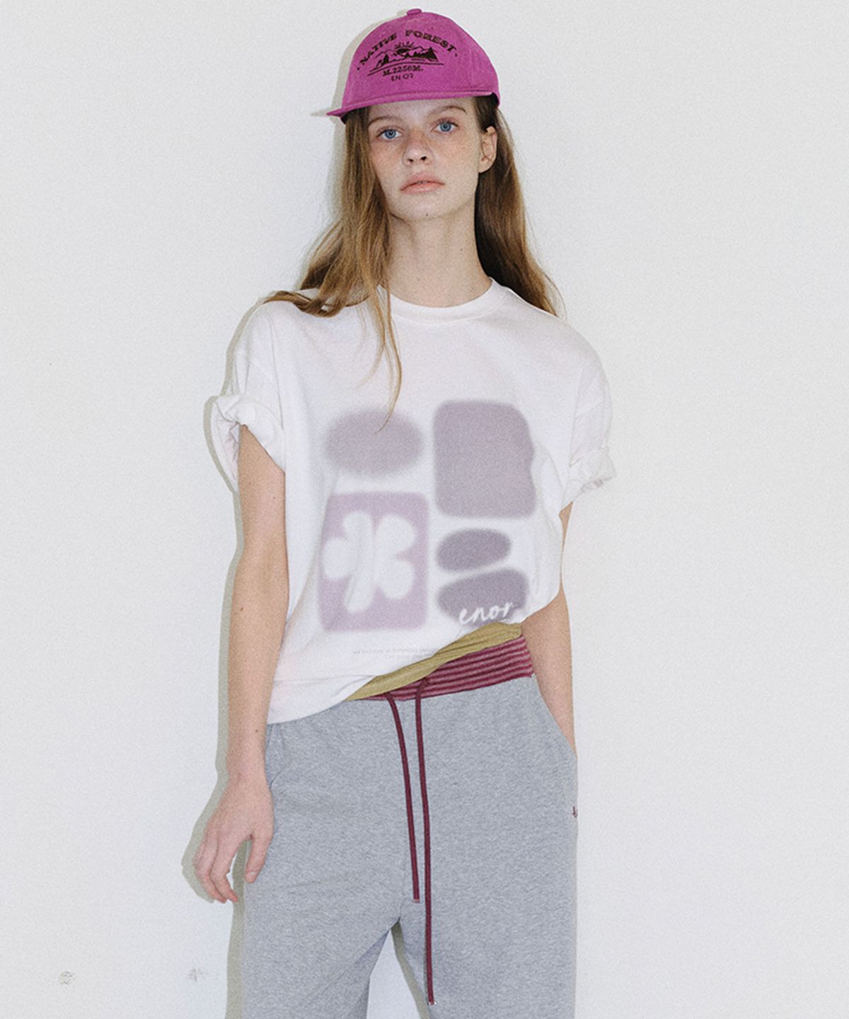 엔오르(EN OR) [CORE] SMUDGE GRAPHIC T-SHIRT - WHITE