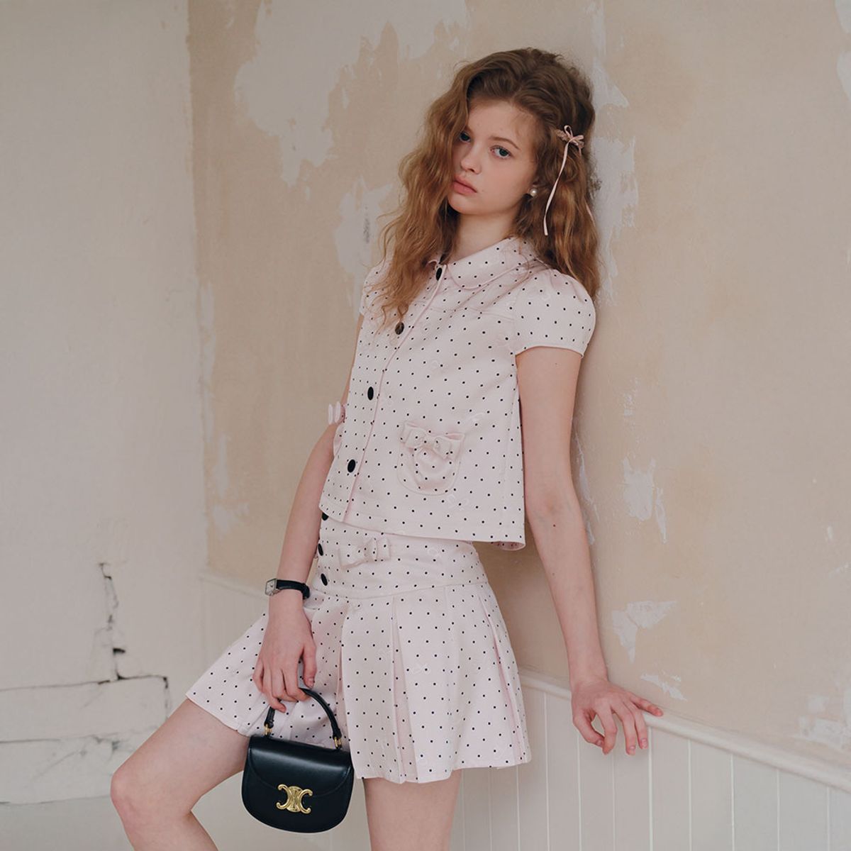 쎄무아듀(CEST MOIDEW) Cest_Polka dot short sleeve jacket