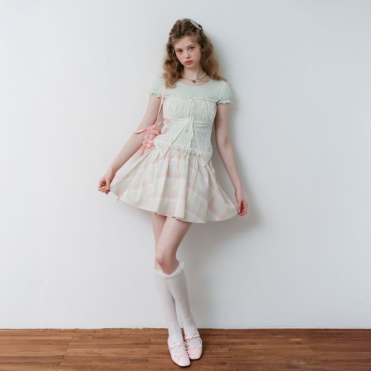 쎄무아듀(CEST MOIDEW) Cest_Mesh ruffle cropped top