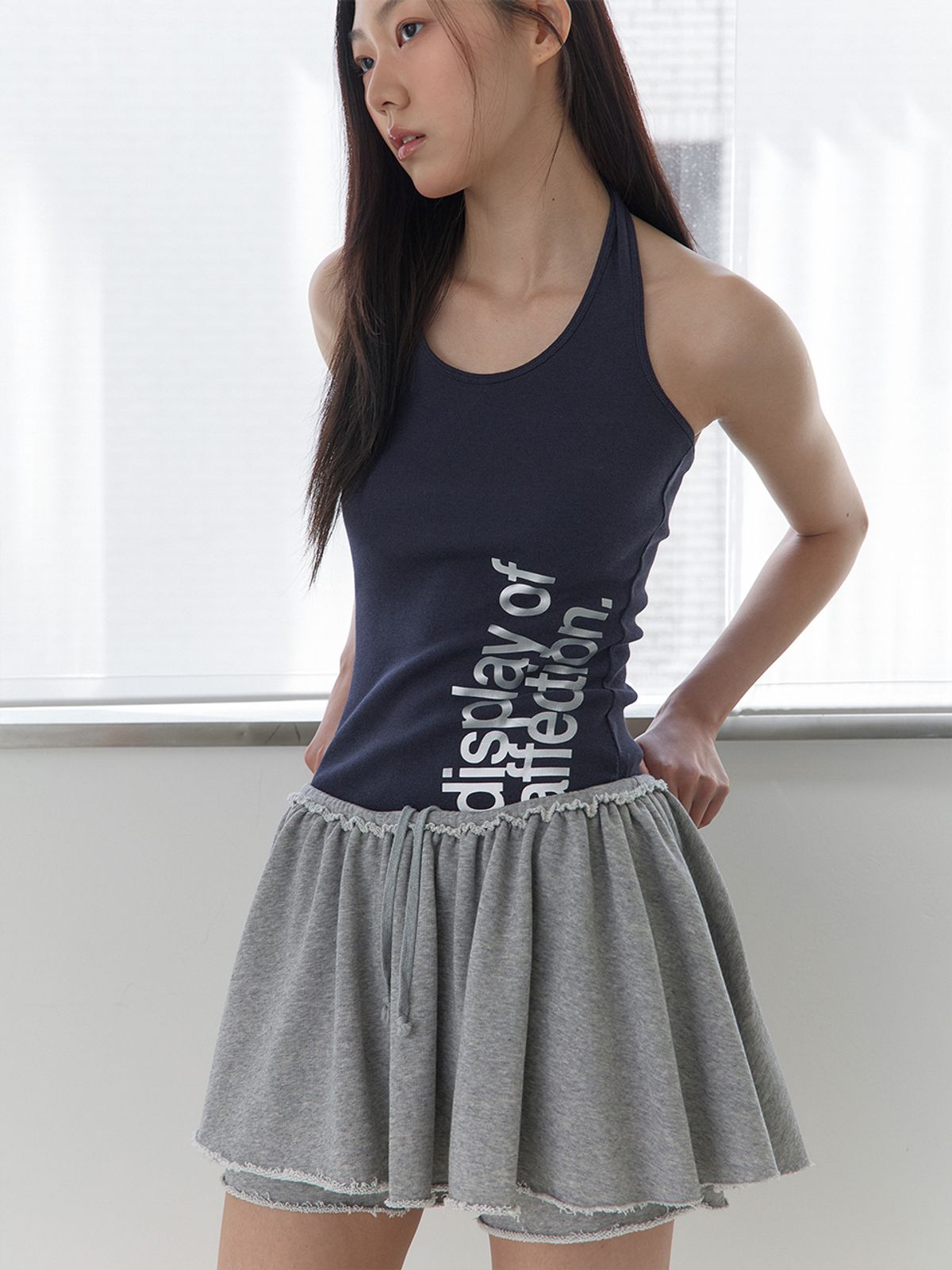 어펙션(AFFECTION) Dalia Flare Skirt Pants (Gray)