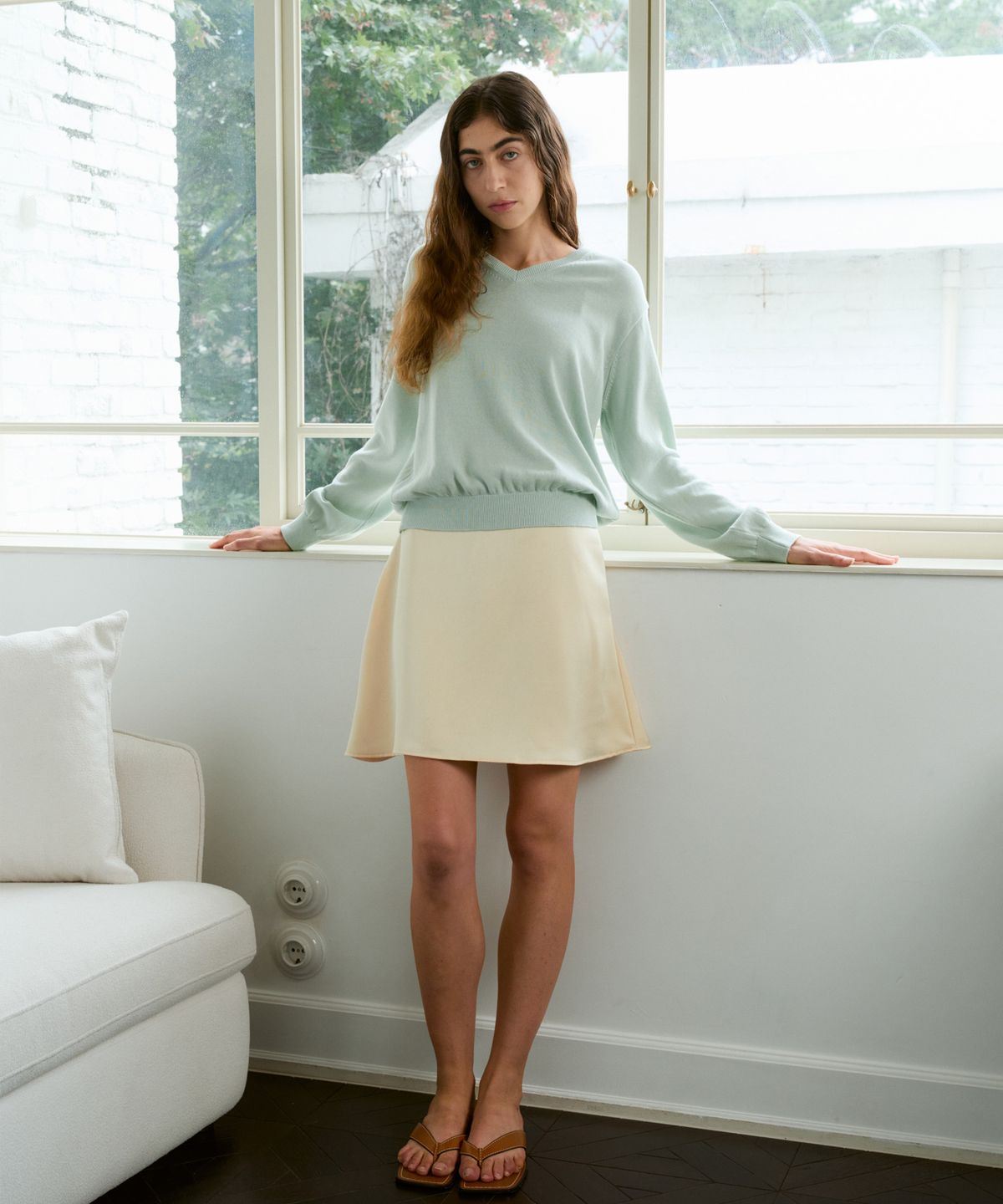 38컴온커먼(38COMEONCOMMON) Regular Cotton V-Neck Knit (Mint)
