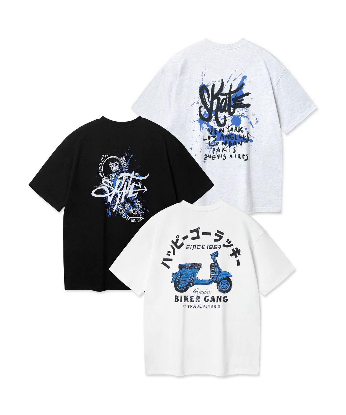 앨빈클로(ALVINCLO) [3PACK] 오버핏 스트릿 반팔티 3종 패키지