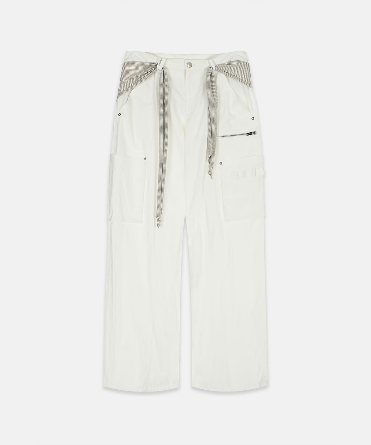 나체(NACHE) MIXED LAYERED TIE JOGGER PANTS (UNISEX) IVORY