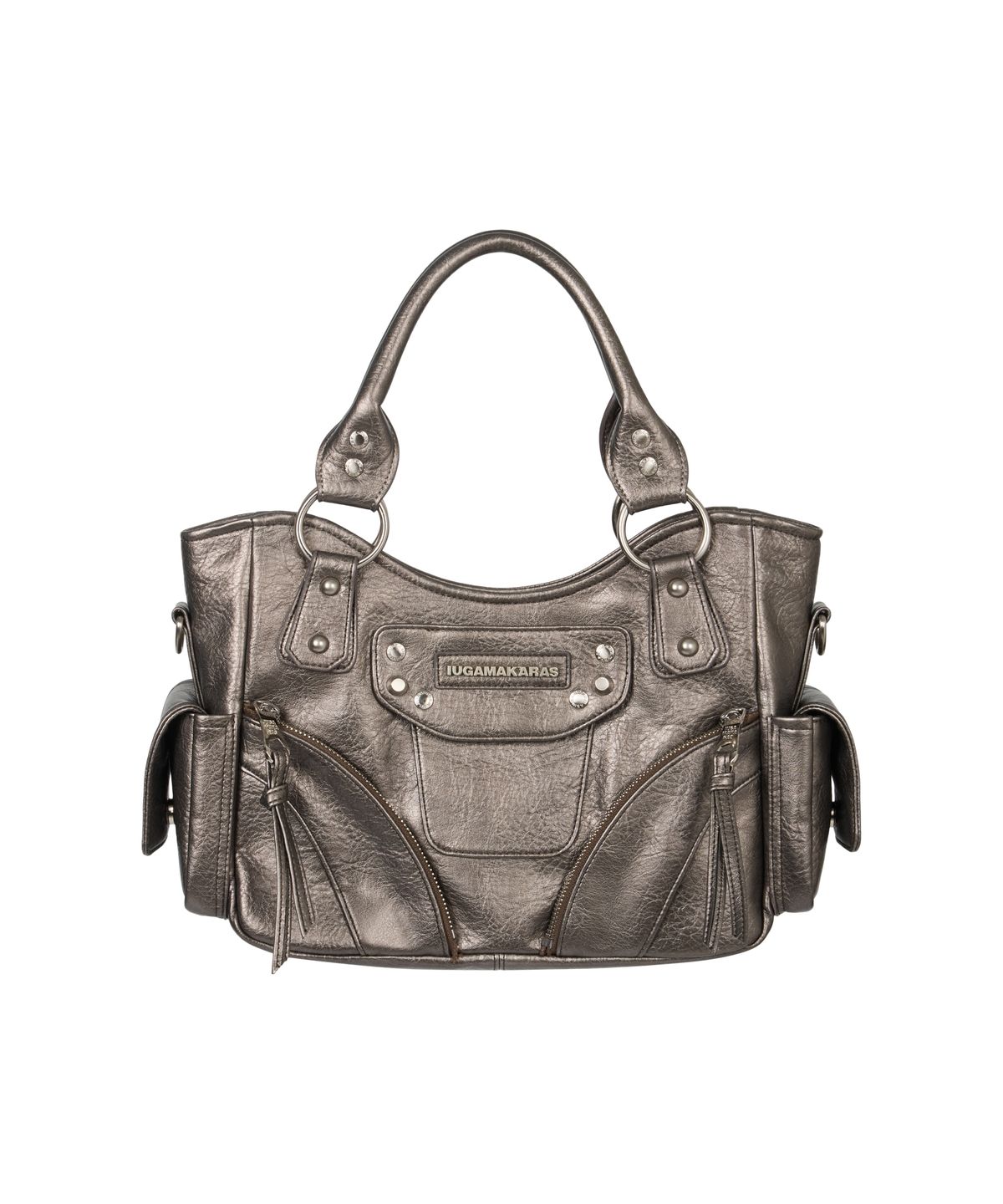 이우가마카라스(IUGAMAKARAS) Studded Leather Mini Shoulder Bag (Silver)
