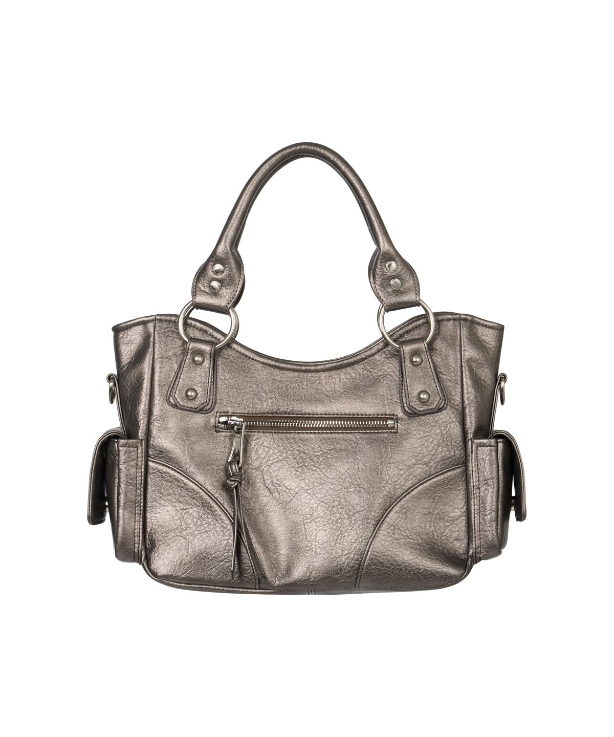 이우가마카라스(IUGAMAKARAS) Studded Leather Mini Shoulder Bag (Silver)