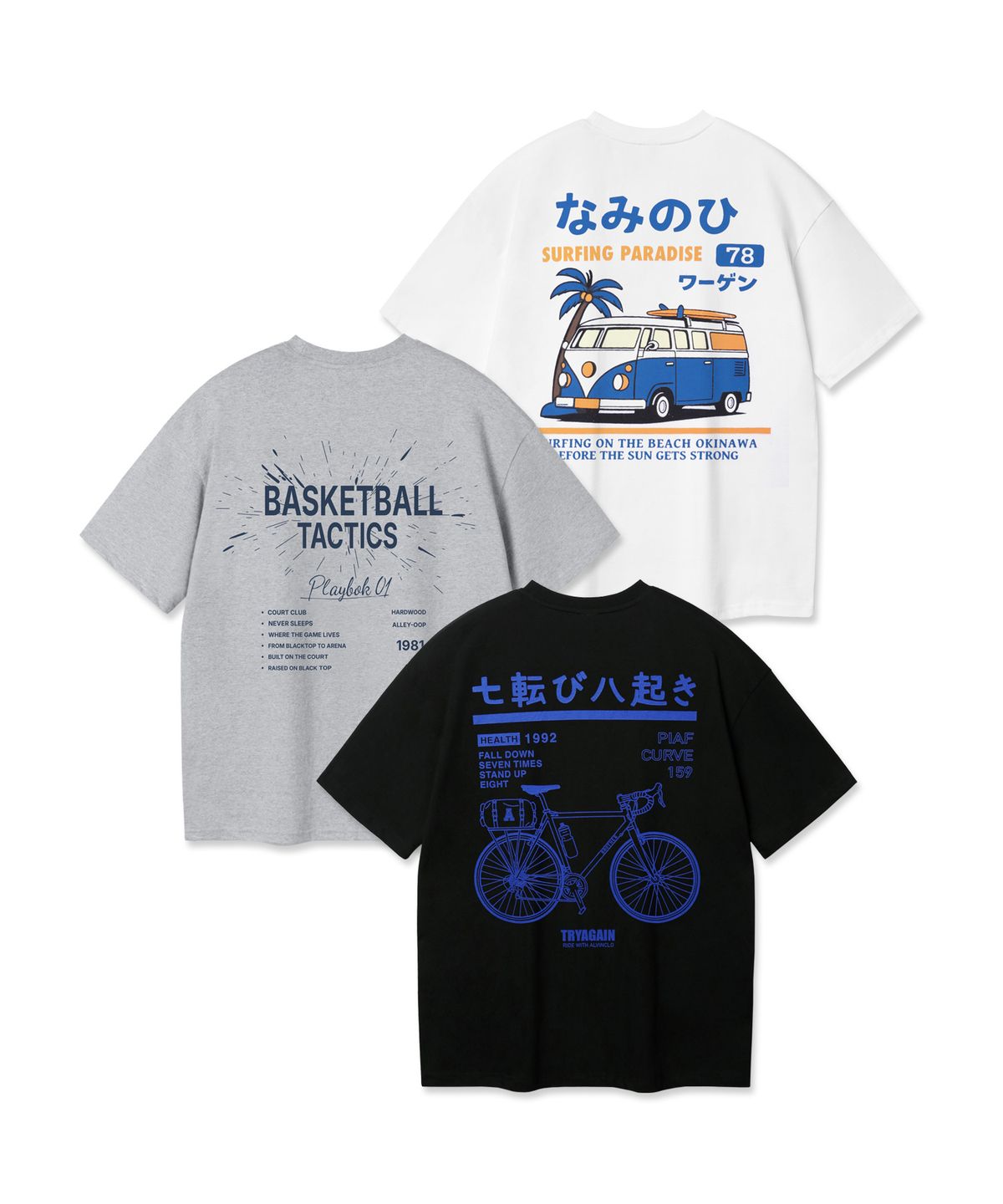 앨빈클로(ALVINCLO) [3PACK]오버핏 빈티지 반팔티 3종 패키지