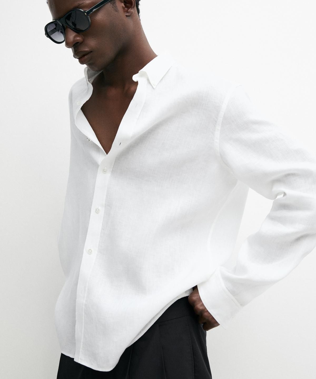 마시모두띠(MASSIMO DUTTI) 100% 린넨 레귤러 핏 셔츠