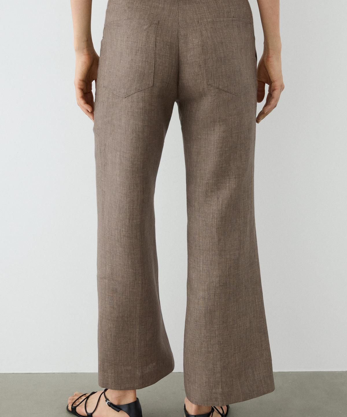 마시모두띠(MASSIMO DUTTI) 린넨 크롭 킥 플레어 팬츠