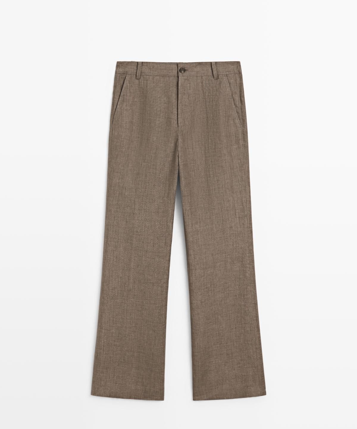 마시모두띠(MASSIMO DUTTI) 린넨 크롭 킥 플레어 팬츠