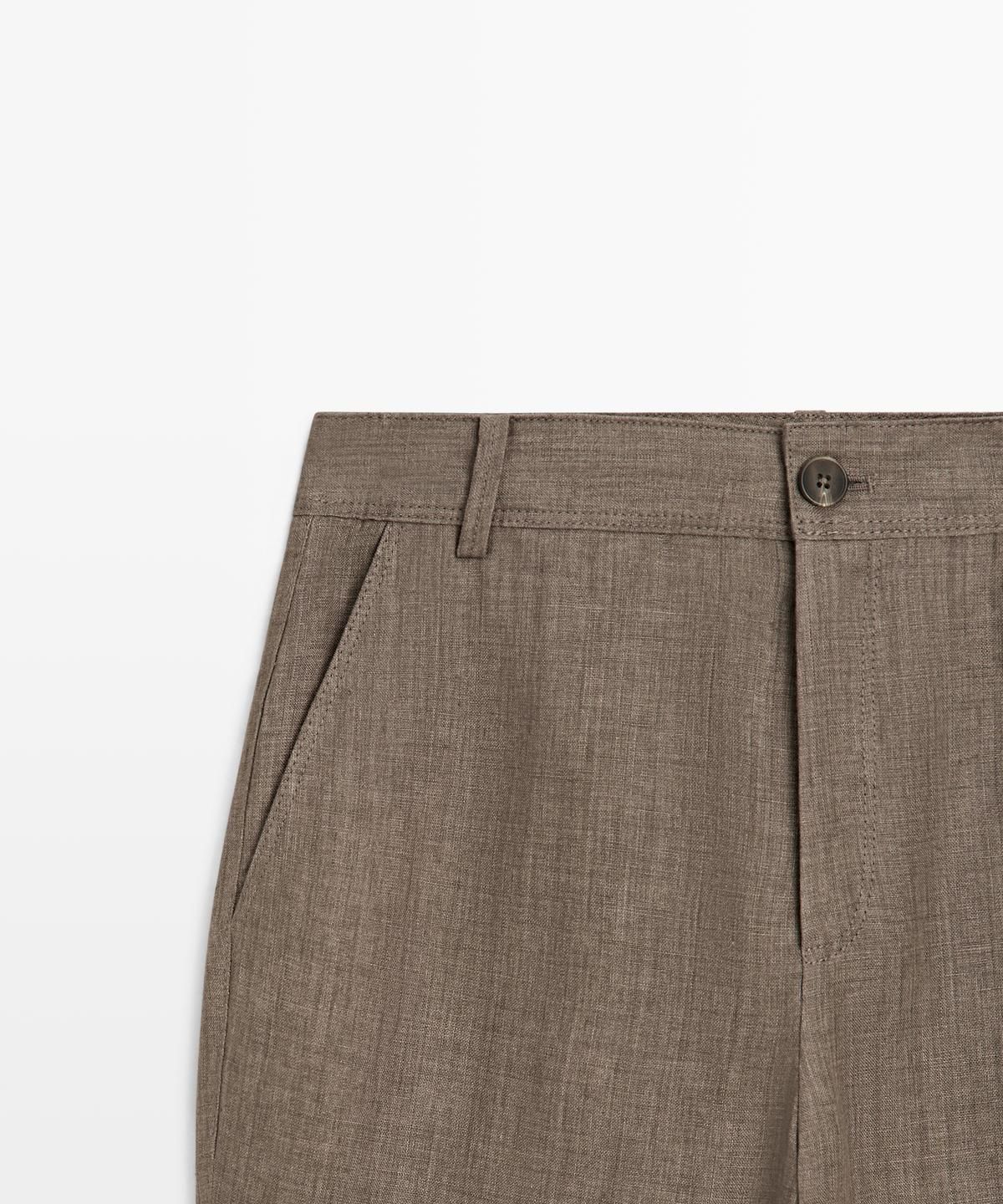 마시모두띠(MASSIMO DUTTI) 린넨 크롭 킥 플레어 팬츠