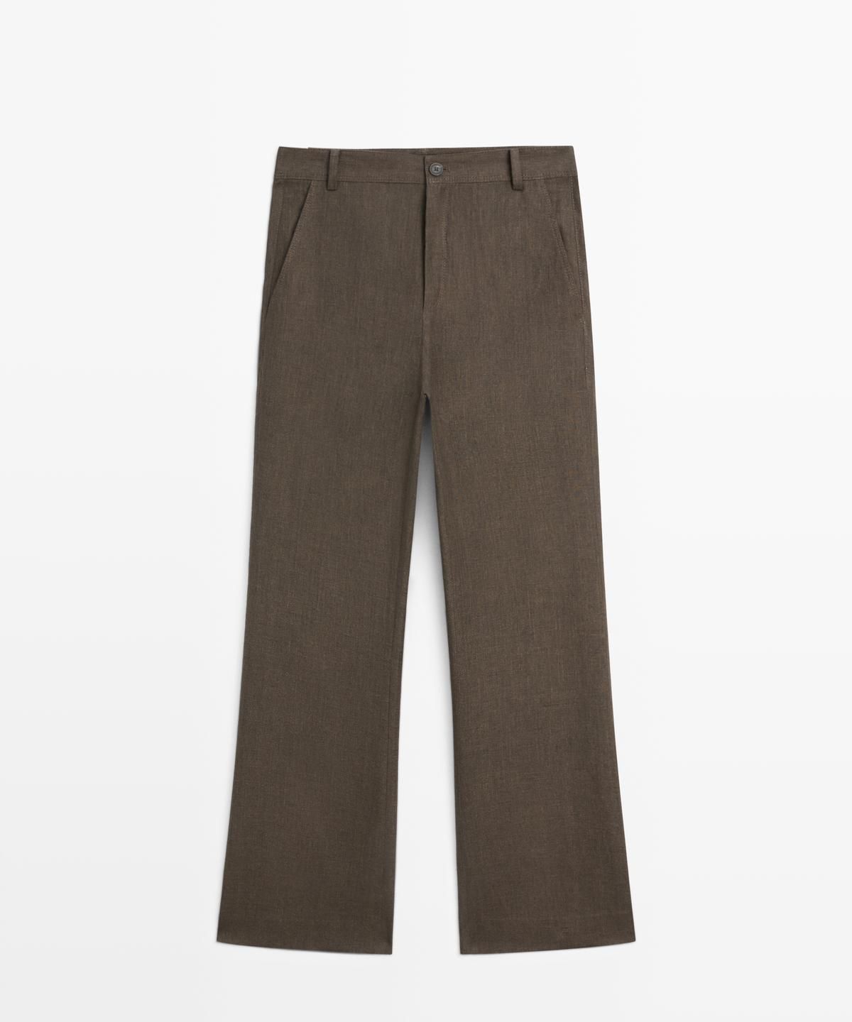 마시모두띠(MASSIMO DUTTI) 린넨 크롭 킥 플레어 팬츠