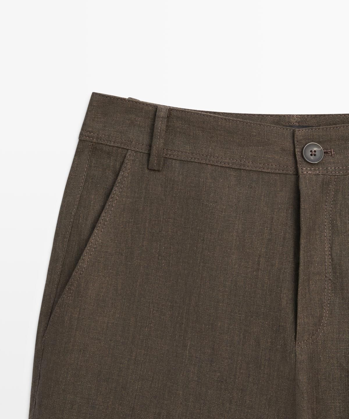 마시모두띠(MASSIMO DUTTI) 린넨 크롭 킥 플레어 팬츠
